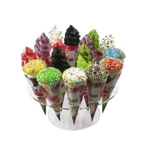 HMROVOOM Ice Cream Cone Holder,16 Holes Ice Cream Cone Holder Stand,Cotton Candy Cones Holder,Acrylic Cone Holder,Cone Holder Stand,Acrylic Ice Cream Cone Stand Holder