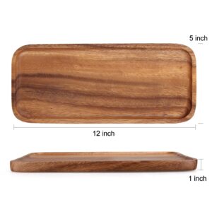 2 Pcs Small Rectangular Wooden Tray Decorative Acacia Wood Appetizer Cheese Plates Small Sandwich Dessert Trays Rectangle Serving Platter for Decor Snacks Plate Food Dish Charcuterie Boards