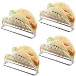 yellrin taco holder stainless steel taco holders stands set of 4 racks holds soft or hard shell tacos - for burritos and tortillas holder