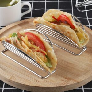 YellRin Taco Holder Stainless Steel Taco Holders Stands Set of 4 Racks Holds Soft or Hard Shell Tacos - for Burritos and Tortillas Holder