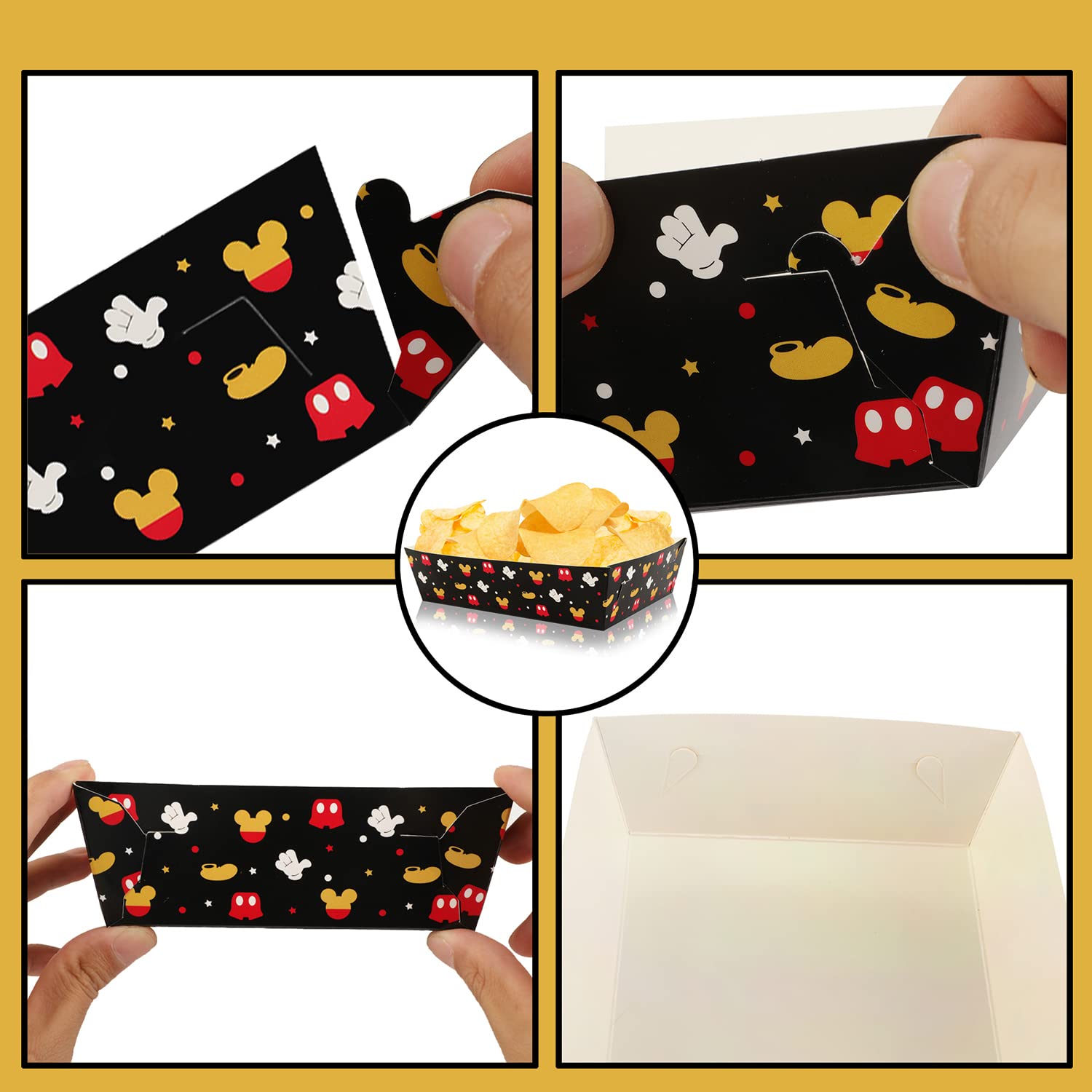 Mouse Birthday Party Supplies,50 Pack Mouse Party Favors Large Paper Food Trays Mouse Paper Food Boats Disposable Serving Tray Snack Trays for Mickey Mouse Theme Birthday Party Decorations