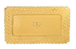 boston international jc17147 rectangular ceramic serving platter, 13 x 7.5-inches, honeycomb