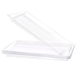 youbet 8 pack clear plastic serving tray-15" x 10" rectangle food trays- disposable serving platter- clear disposable serving platter for halloween/thanksgiving/christmas