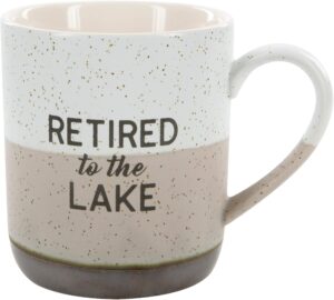 pavilion - retired to the lake - large 15 oz stoneware coffee cup mug
