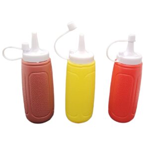 Handy Housewares 3 pc Squeezable Picnic Condiment 8 oz. Squeeze Dispenser Storage Bottles - Great for Ketchup Mustard and BBQ Sauce! (1 set (3 bottles))
