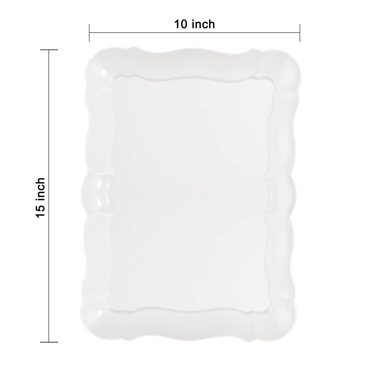 MirthMood 12 Pack White Plastic Serving Trays, 15" x 10" Heavy Duty Rectangle Serving Platters, Reusable Plastic Platters and Durable White Food Trays for New Year Party and Wedding