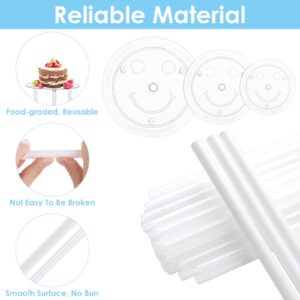 Cake Dowel Rods Set, 15 Pcs Cake Dowels Rods with 3 Pcs Cake Boards (4, 6, 8 Inch) Cake Dowels for Tiered Cakes, Plastic Cake Support Rods for Wedding Cake Construction and Stacking