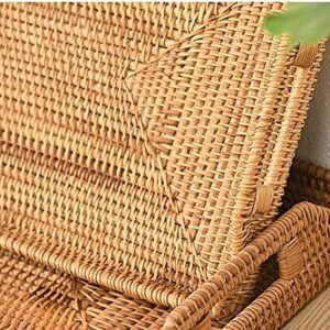 Hand-Woven Rattan Serving Tray with Handles for Breakfast, Drinks, Snack for Dining/Coffee Table (17 inch (43 cm), Rectangular)