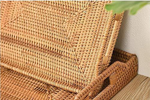 Hand-Woven Rattan Serving Tray with Handles for Breakfast, Drinks, Snack for Dining/Coffee Table (17 inch (43 cm), Rectangular)