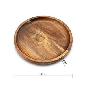 Wooden Plates Round Dinner Plates 6 Inch Acacia Wood Serving Tray Wooden Serving Platters for Home Decor, Food, Vegetables, Fruit, Charcuterie, Appetizer Serving Tray (Set of 4 Wooden Charger)