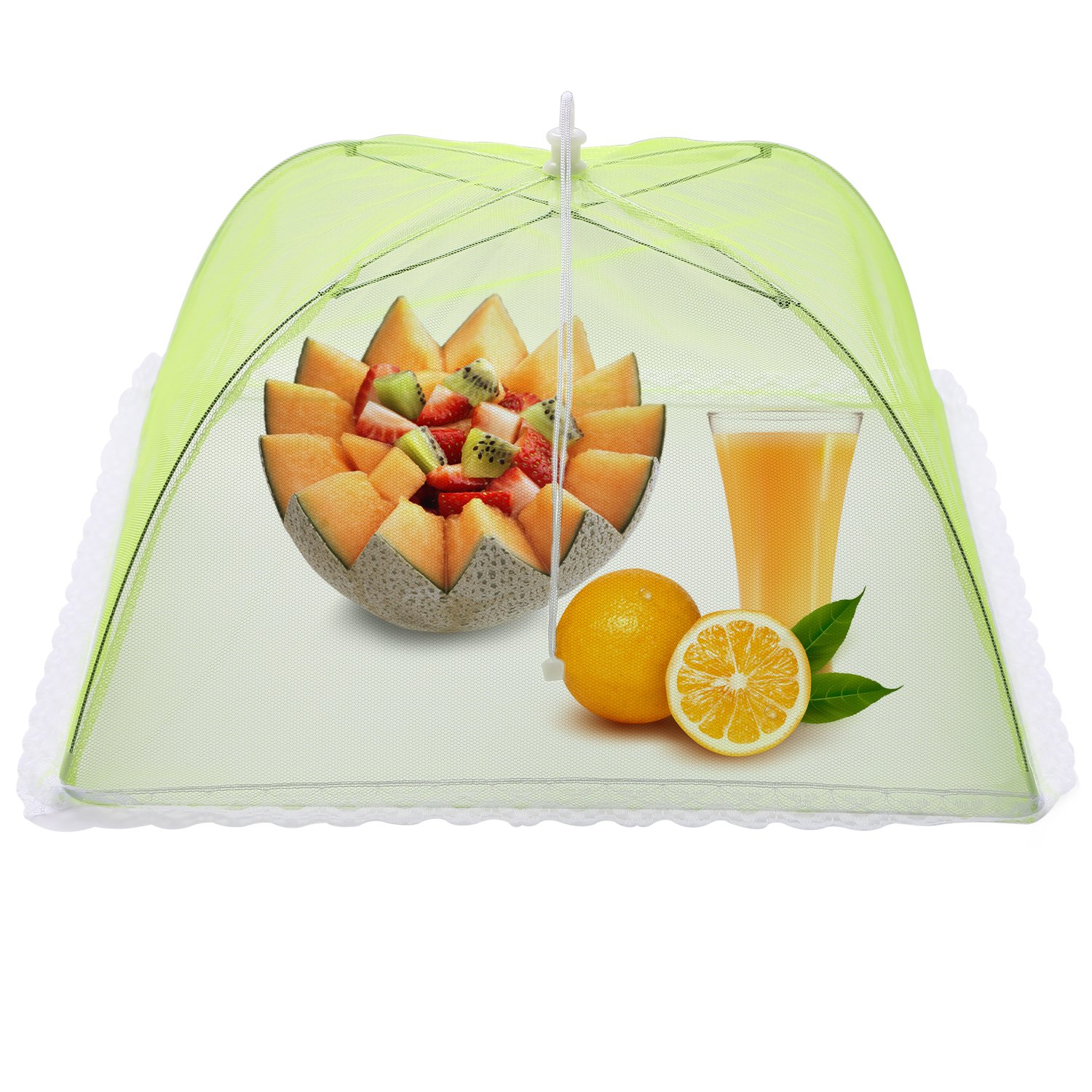 Mesh Screen Food Cover Tents - Set of 4 Umbrella Screens to Keep Bugs And Flies Away From Food at Picnics, BBQ & More - 4 Colors (Pink, Green, Blue, Yellow)