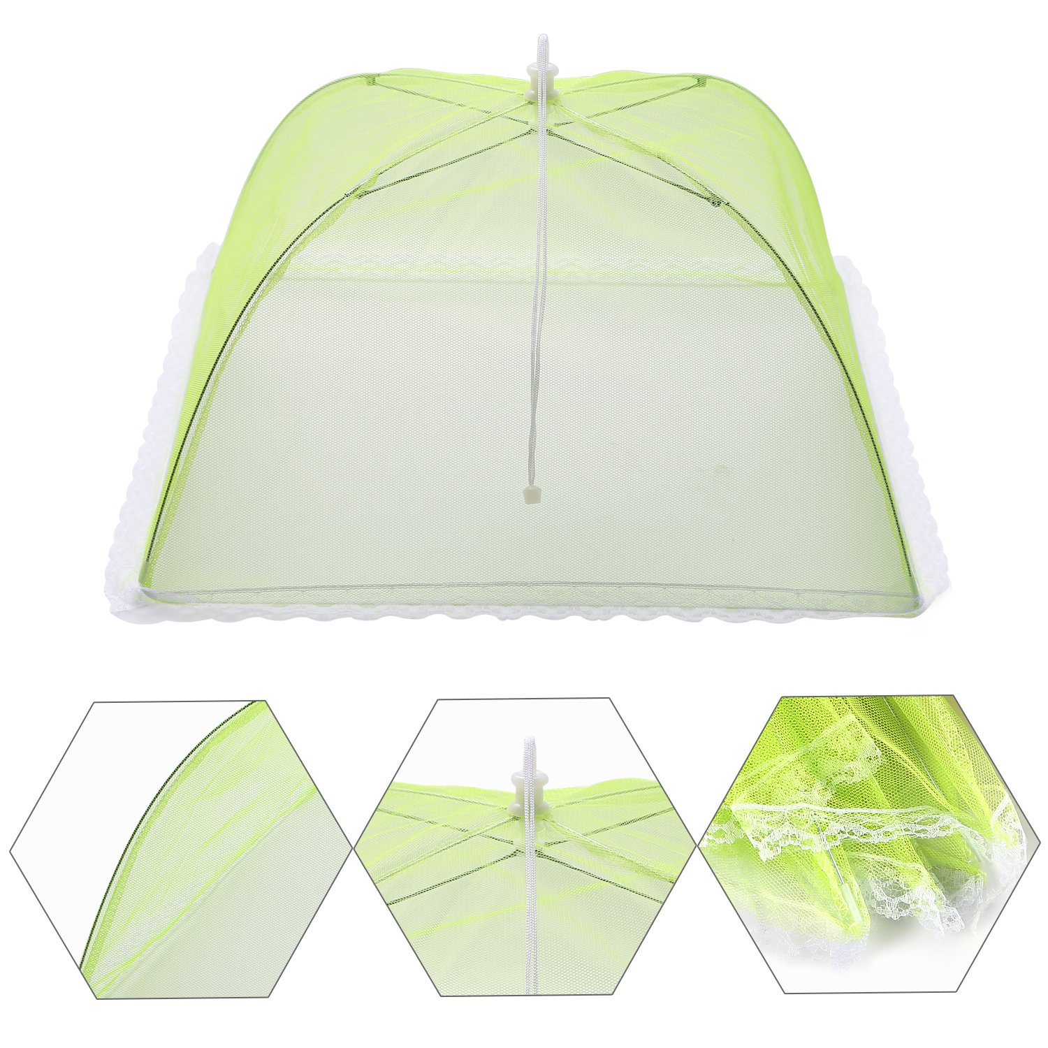 Mesh Screen Food Cover Tents - Set of 4 Umbrella Screens to Keep Bugs And Flies Away From Food at Picnics, BBQ & More - 4 Colors (Pink, Green, Blue, Yellow)