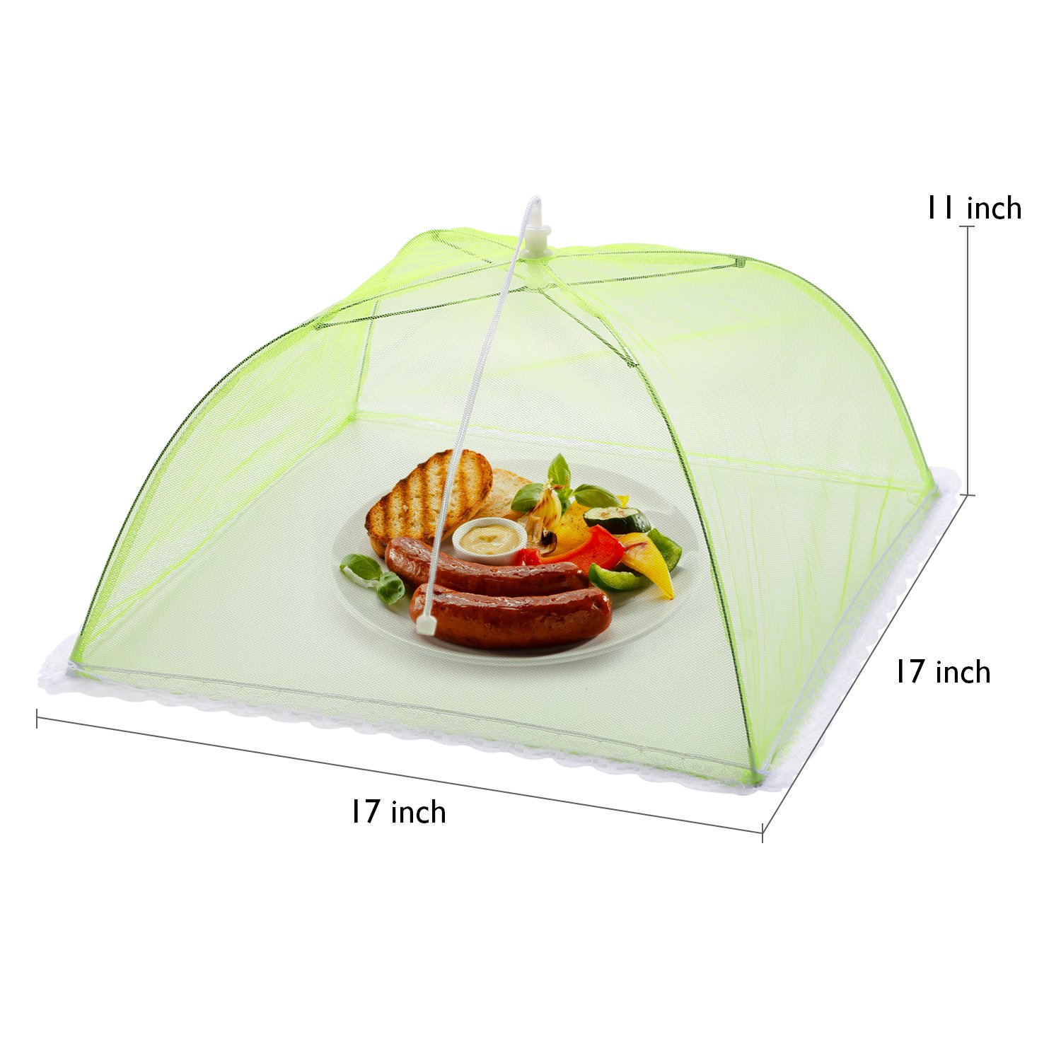 Mesh Screen Food Cover Tents - Set of 4 Umbrella Screens to Keep Bugs And Flies Away From Food at Picnics, BBQ & More - 4 Colors (Pink, Green, Blue, Yellow)