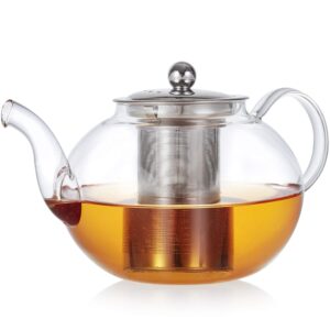 teabloom heatproof glass teapot with stainless steel infuser – stovetop safe kettle – florence tea maker