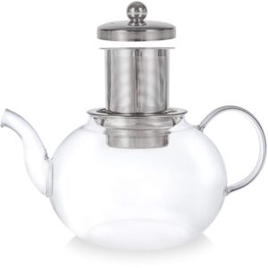 Teabloom Heatproof Glass Teapot with Stainless Steel Infuser – Stovetop Safe Kettle – Florence Tea Maker