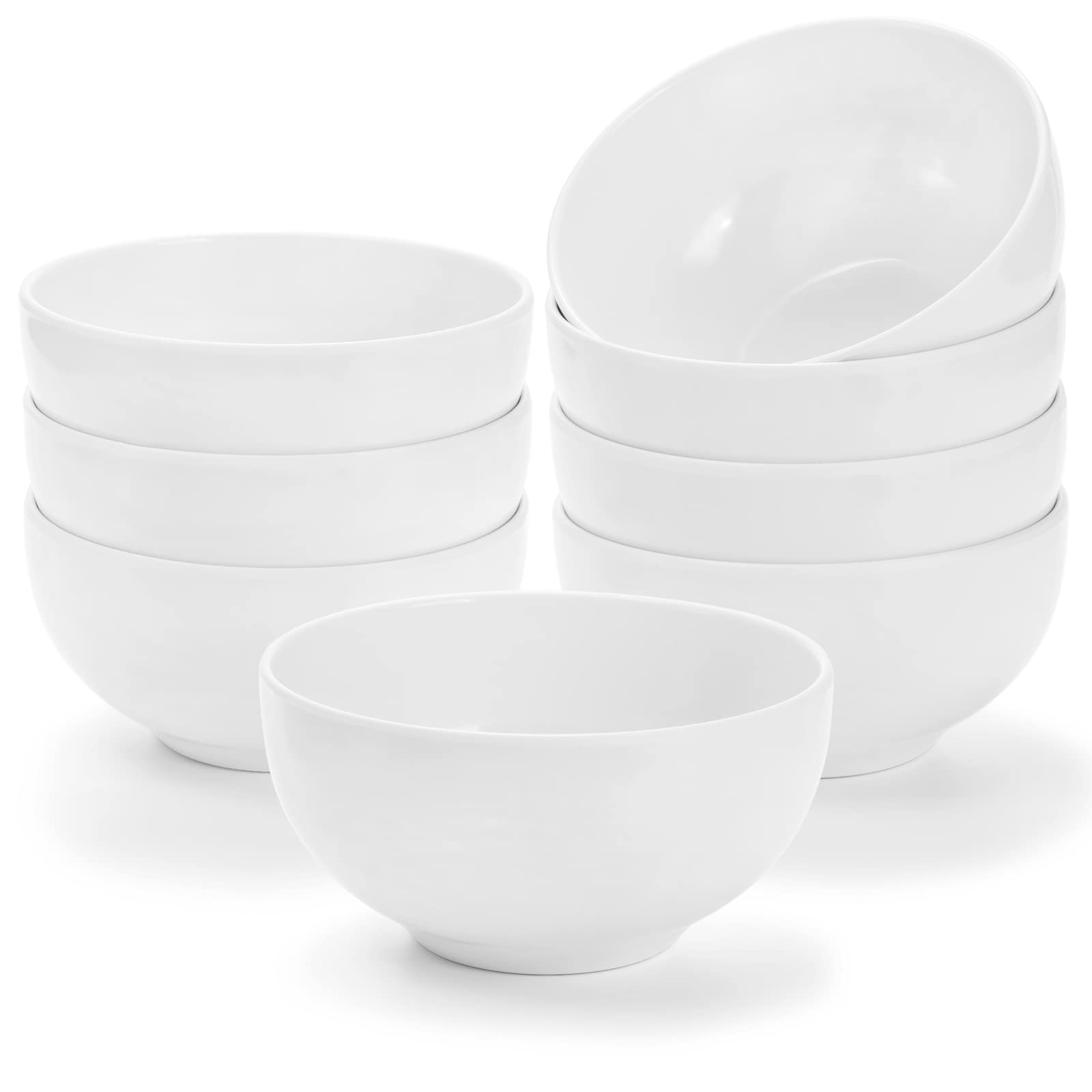 ZENFUN 8 Pack 25 Oz Melamine Bowls Set, White Soup Bowls Melamine Salad Bowls, Unbreakable Bowls for Pasta, Cereal, Soup, BPA Free, Dishwasher Safe, 6 Inch