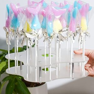 NiHome Acrylic Cake Pop Display Stand, 25 Holes Acrylic Holder Display Stand for Dessert Table Cupcakes Lollipops Candy Weddings Baby Showers Birthday Parties Anniversaries Halloween (Frosted)