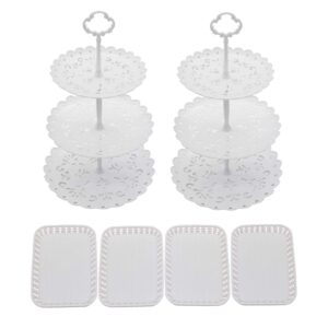 set of 6 pcs plastic party cake stand and cupcake holder fruits dessert display plate table decoration for wedding birthday party celebration (round)