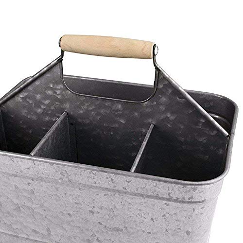 Benzara Galvanized Metal Sturdy Carry All Serveware, Gray