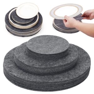imncya plate separators storage, set of 60 and 3 different size, thick and premium soft felt plate dividers for china/dish/coffee saucers protecting and stacking - grey