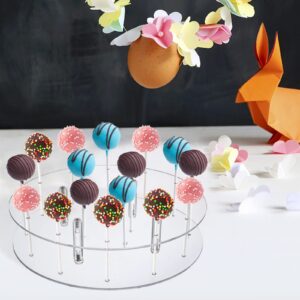 ZENFUN 2 Pack 16 Holes Cake Pop Display Stand, Acrylic Round Lollipop Stand Holder for Dessert Table, Weddings, Baby Shower, Birthday Party, Anniversaries, 10 Inch Diameter