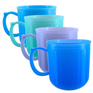 yuyuhua plastic coffee mug 4 set microwave and dishwasher safe - bpa free reusable cups 13 oz - unbreakable thick wall bulk coffee mugs for kids kitchen home outdoor camper nautical