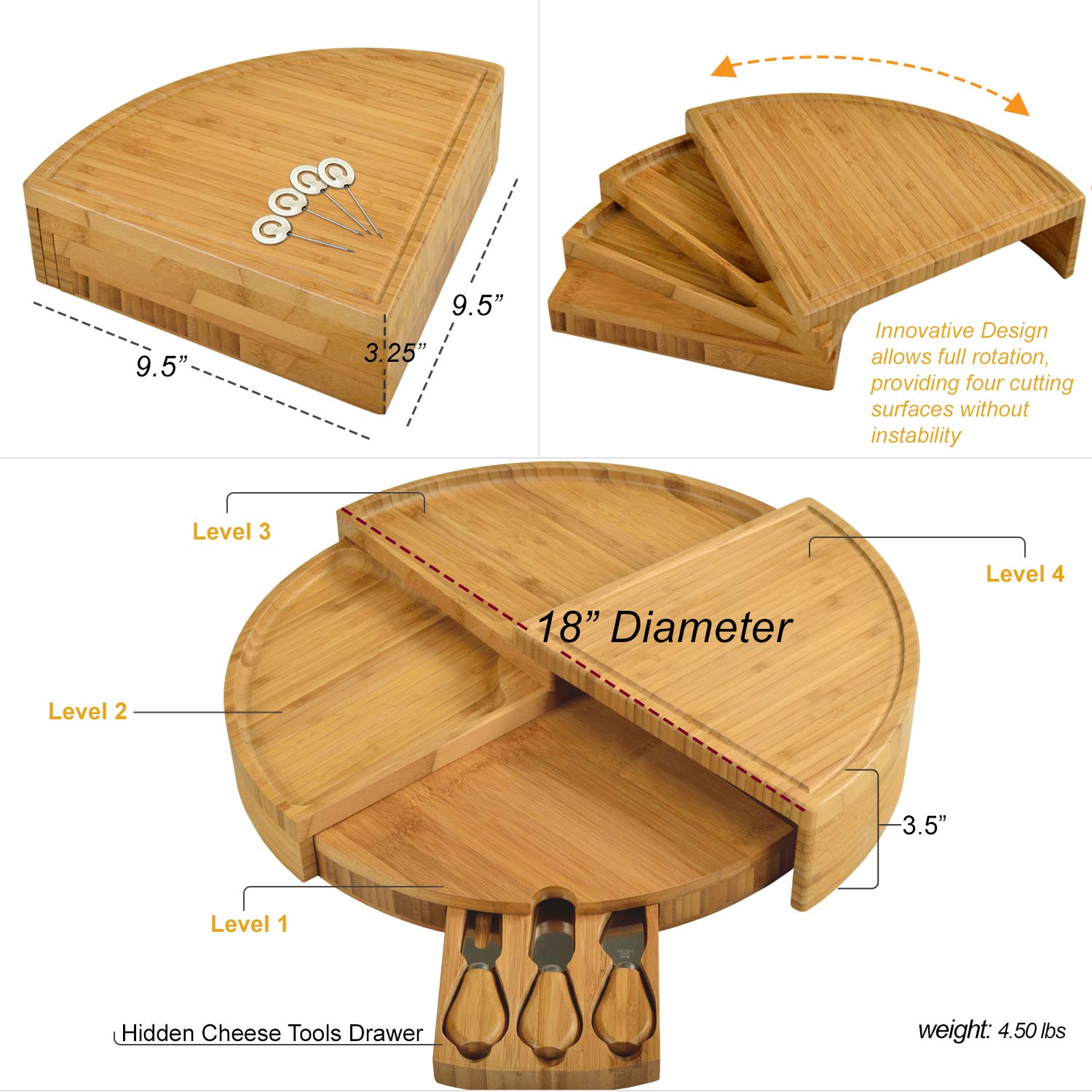 Picnic at Ascot Delux Custom Engraved Bamboo Cheese/Charcuterie Cutting Board - Patented Design - Quality Assured