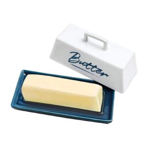 butter dish, ceramic butter dish with lid butter dish with tray and deluxe butter keeper polished ceramic butter holder (dm)