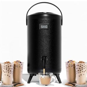 wantjoin insulated beverage dispenser-thermal hot and cold beverage dispenser tea dispenser stainless steel 12l/3.2gal hot drink dispenser with spigot for hot tea&coffee,cold milk,water,juice (black)