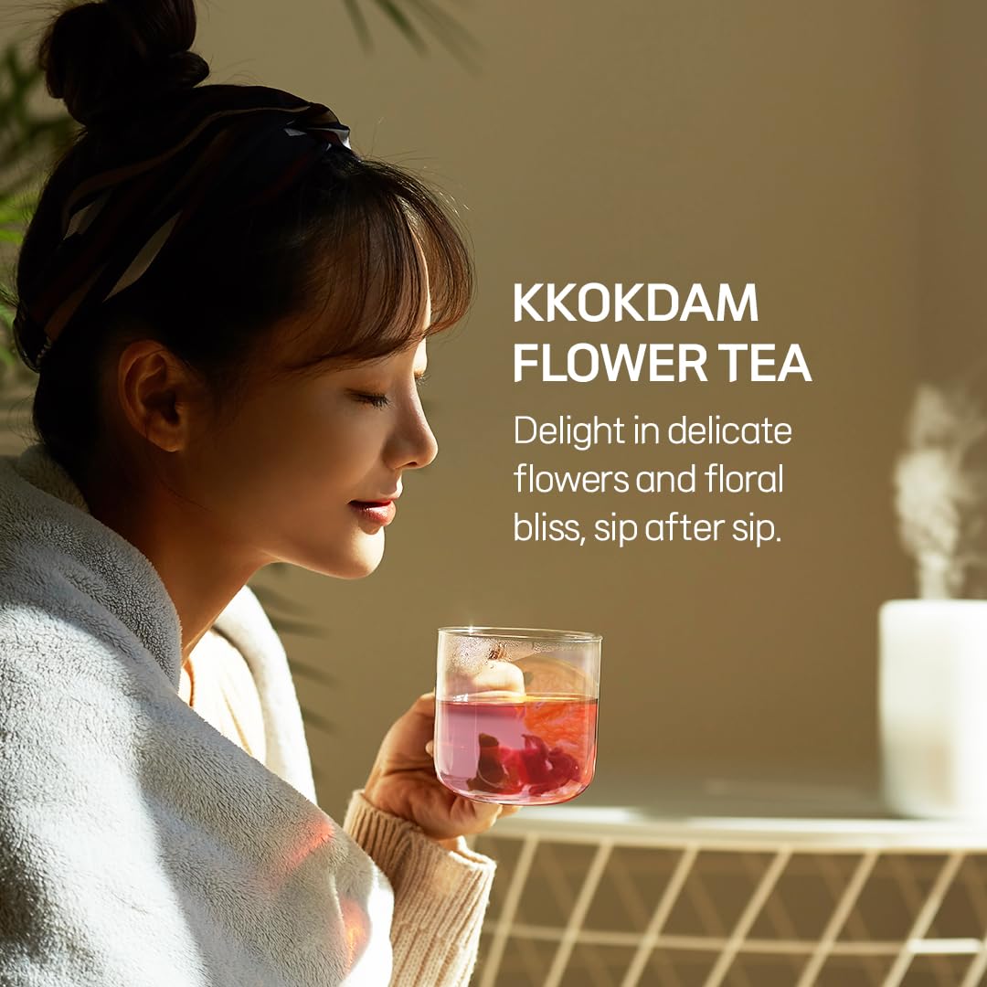 KKOKDAM Tea Korean Gifts - Chrysanthemum Flower Tea Stick - Blooming Tea Flowers, Korean Tea Set, Unique Tea Gifts, Fancy Tea Sets, Korean Gift Set, Loose Leaf Tea Set - 5 Count