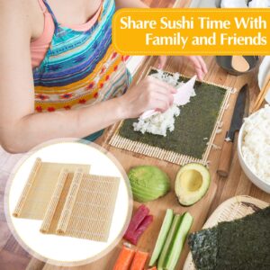 24 Pcs Sushi Making Kit Bamboo Sushi Rolling Mat Non Stick Sushi Mat Sushi Roller Sushi Making Mat Set for Home Kitchen Party DIY, 9.5" x 9.5"