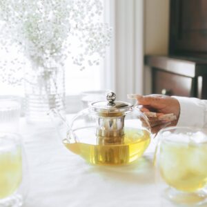 GROSCHE Joliette Glass Tea Pot with Infuser - Tea Pot Glass For Loose Tea - Clear Tea Pot - Blooming Tea Pot - Herbal Tea Pot - Borosilicate Glass Loose Leaf Brewer (1250ml, 42 fl. oz)