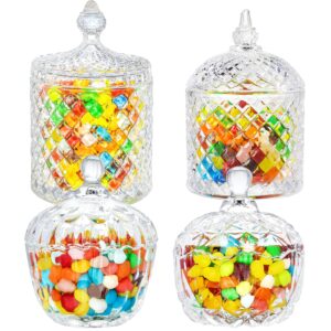 inftyle glass candy dish with lid set of 4 crystal glass candy jar jewelry box dappen dish cookie jar for decorative storage gift idea