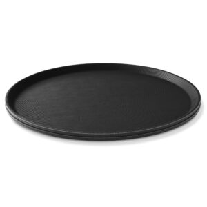Jubilee 18" Round Restaurant Serving Trays (Set of 2), Black - NSF Certified Non-Slip Food Service Tray