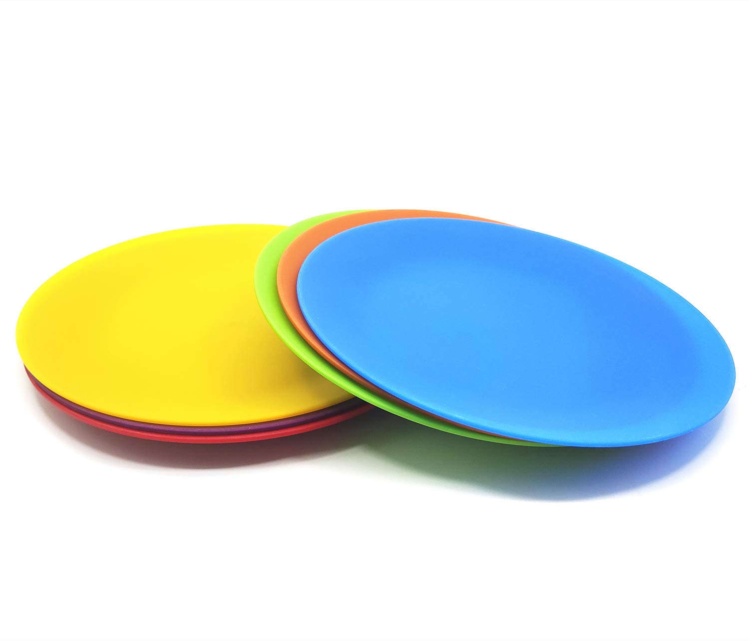 KOXIN-KARLU Plastic Plates, 10-inch Dinner Plates Reusable Plates Picnic Plates, set of 12 Multicolor