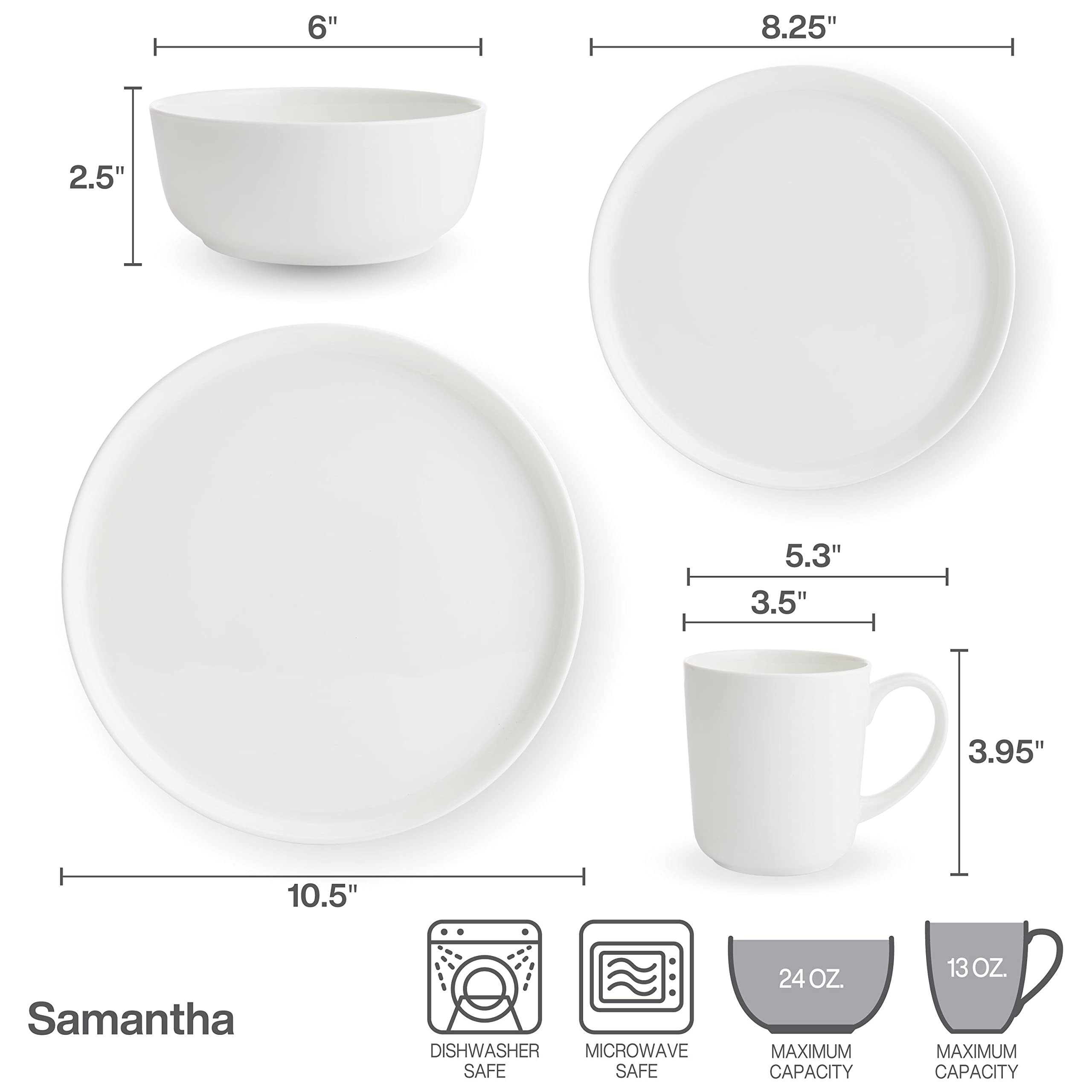 Mikasa 5266100 Samantha Chip-Resistant 16 Piece Set, Service for 4 White, Service For 4