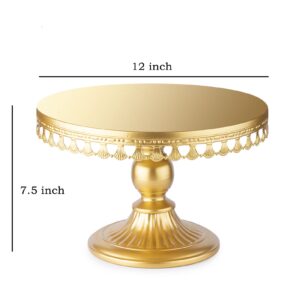 Capesaro Gold Cake Stand,12 Inches Round Cupcake Stands Metal Cake Display Stand for Wedding Brithday Celebration Baby Shower