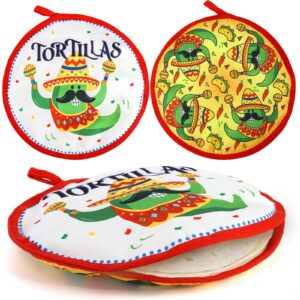 coloch 3 pack tortilla warmer pouch, 12" insulated cloth pouch for 15 tortilla cute taco warmer holder for tortillas, taco, pita, wrap, naan, pancake, flat bread, microwave/oven safe