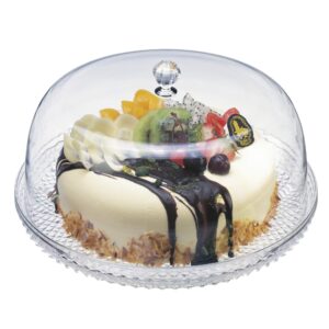 amazing abby - kate - 12-inch acrylic cake plate with dome, plastic cake stand with cover, serving platter with lid, bpa-free and shatter-proof, perfect for display, party, entertaining, and more