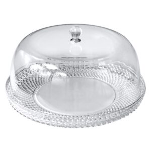 Amazing Abby - Kate - 12-Inch Acrylic Cake Plate with Dome, Plastic Cake Stand with Cover, Serving Platter with Lid, BPA-Free and Shatter-Proof, Perfect for Display, Party, Entertaining, and More