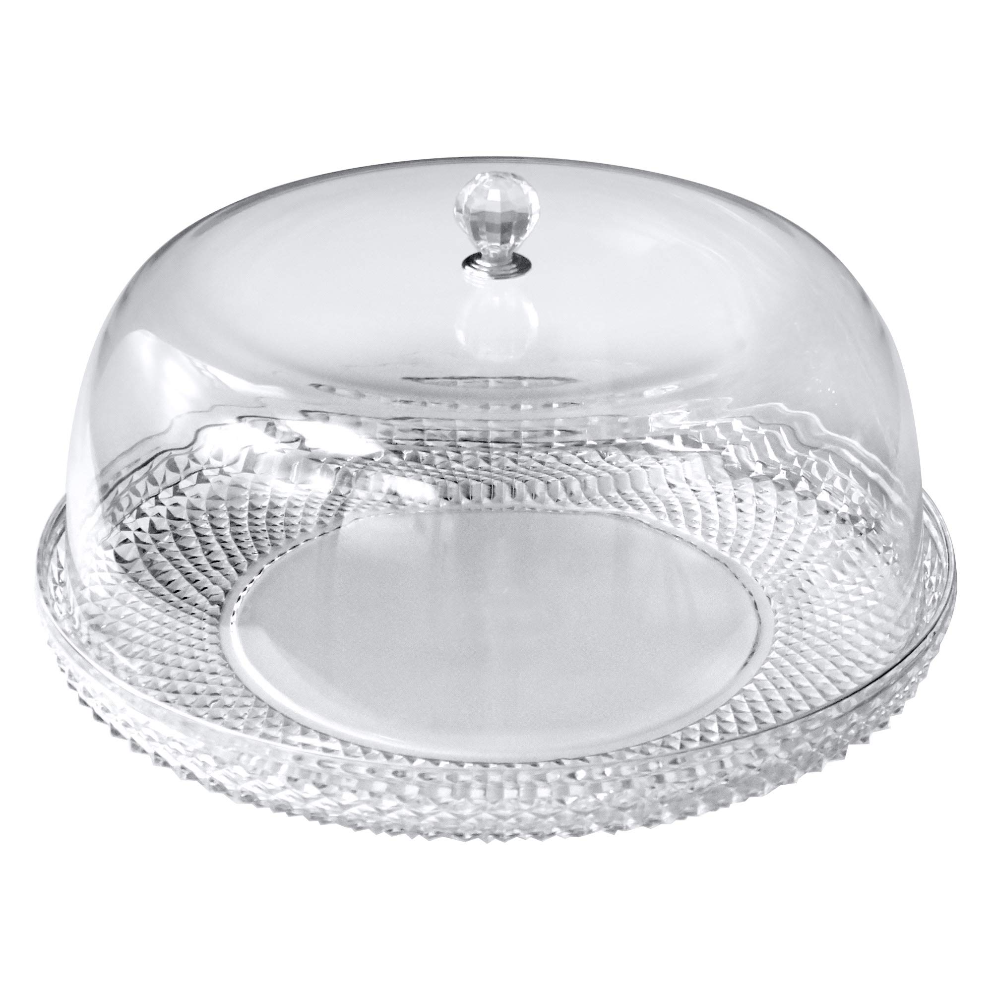 Amazing Abby - Kate - 12-Inch Acrylic Cake Plate with Dome, Plastic Cake Stand with Cover, Serving Platter with Lid, BPA-Free and Shatter-Proof, Perfect for Display, Party, Entertaining, and More
