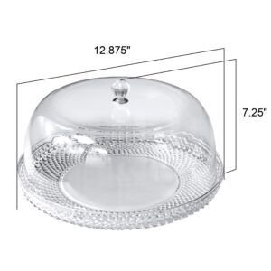 Amazing Abby - Kate - 12-Inch Acrylic Cake Plate with Dome, Plastic Cake Stand with Cover, Serving Platter with Lid, BPA-Free and Shatter-Proof, Perfect for Display, Party, Entertaining, and More