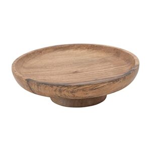 bloomingville round natural mango wood footed cake stand bowl, pack of 1