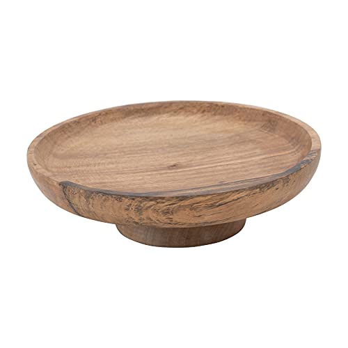 Bloomingville Round Natural Mango Wood Footed Cake Stand Bowl, Pack of 1