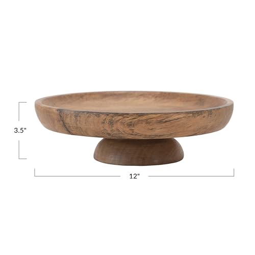 Bloomingville Round Natural Mango Wood Footed Cake Stand Bowl, Pack of 1