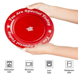 You Are Special Today Red Plate Ceramic Dinner Plate for Birthday Wedding Anniversary Engagements 10.5''