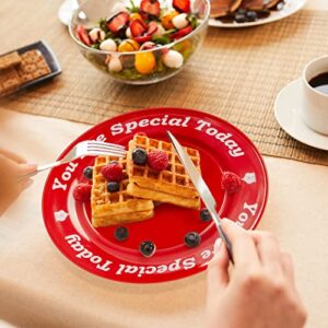 You Are Special Today Red Plate Ceramic Dinner Plate for Birthday Wedding Anniversary Engagements 10.5''