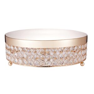 kyriathe 14 inch beaded cake stands with shining crystal beads dessert cookies fruit serving tray for wedding birthday party (gold, 14'')