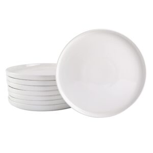 gibson home oslo 8-piece porcelain chip and scratch resistant dinner plate set, white