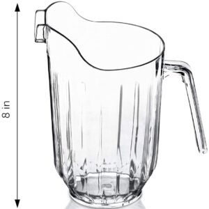 DecorRack 6 Polycarbonate Plastic Pitcher Beverage Dispenser with Pour Spout Shatterproof Catering and Restaurant Serveware for Cold Drinks, Water, Lemonade, Beer, and Sangria, 56 Ounce (6 Pack)